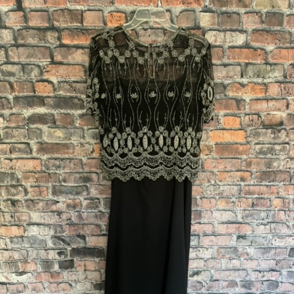 STENAY - Vintage Black 2-piece Formal Beaded Sheath Gown - Size 16
